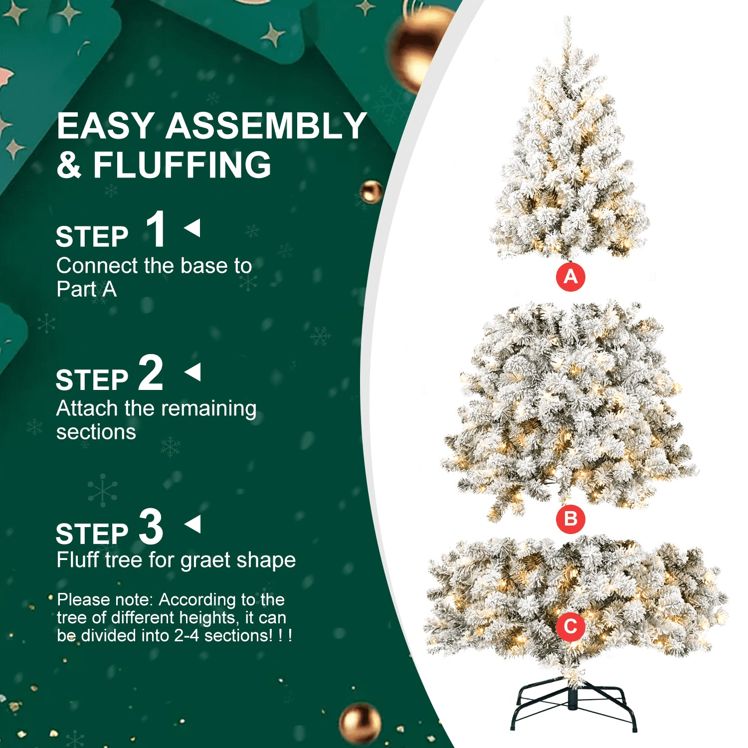 FLOCKED PRE-LIT 7 | 7FT PVC Memory Wire Christmas Tree (With Light) - Disselt Designs