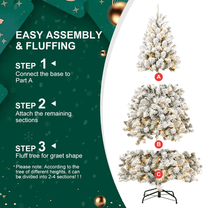 FLOCKED PRE-LIT 7 | 7FT PVC Memory Wire Christmas Tree (With Light) - Disselt Designs