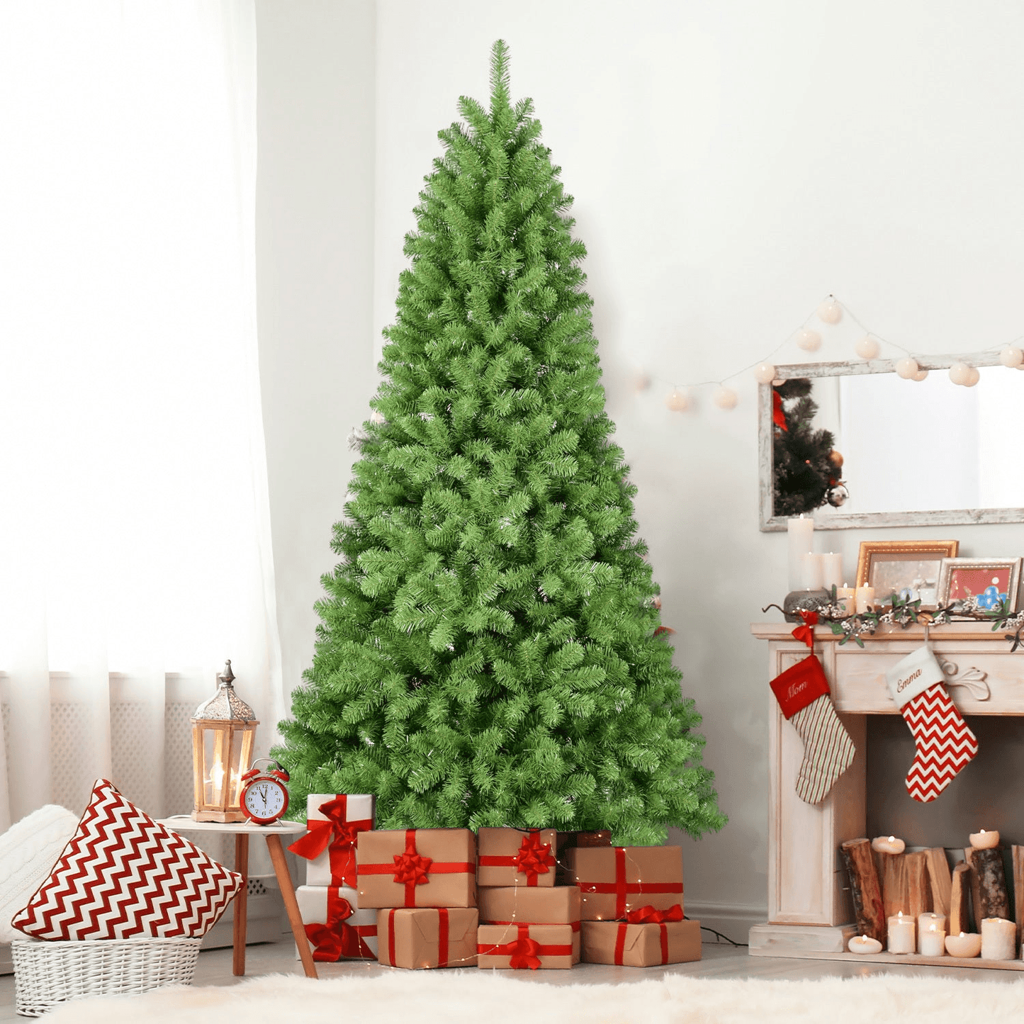 GREEN UNLIT 7 | 7FT Unlit Green Memory Wire Christmas tree - Disselt Designs