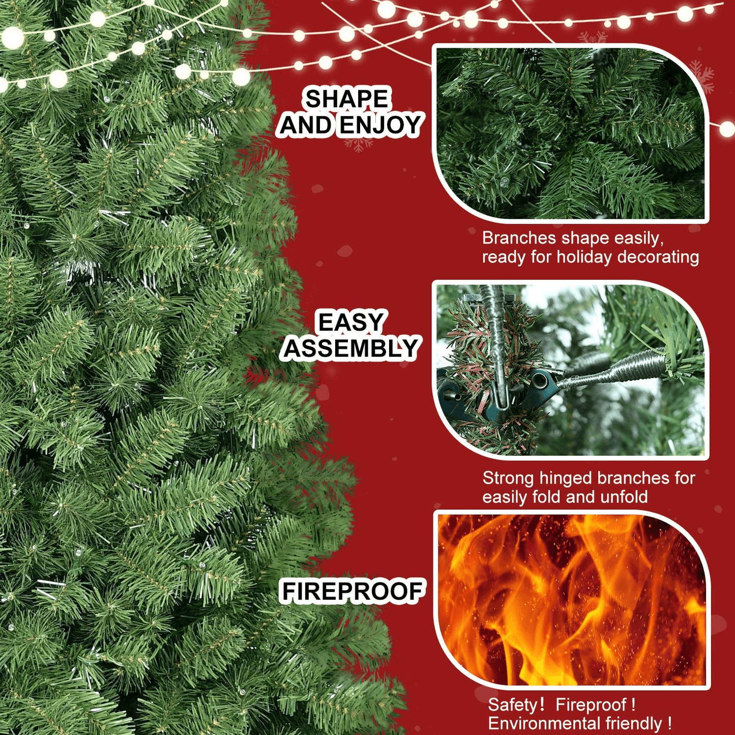 GREEN UNLIT 7 | 7FT Unlit Green Memory Wire Christmas tree - Disselt Designs