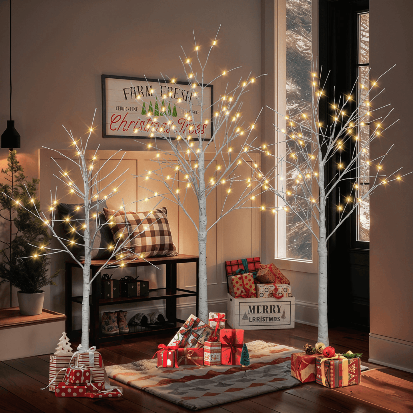 BIRCH TRIO | Set of Lighted Birch Trees, 4FT 48 LED/5FT 72 LED/6FT 96 LED - Disselt Designs