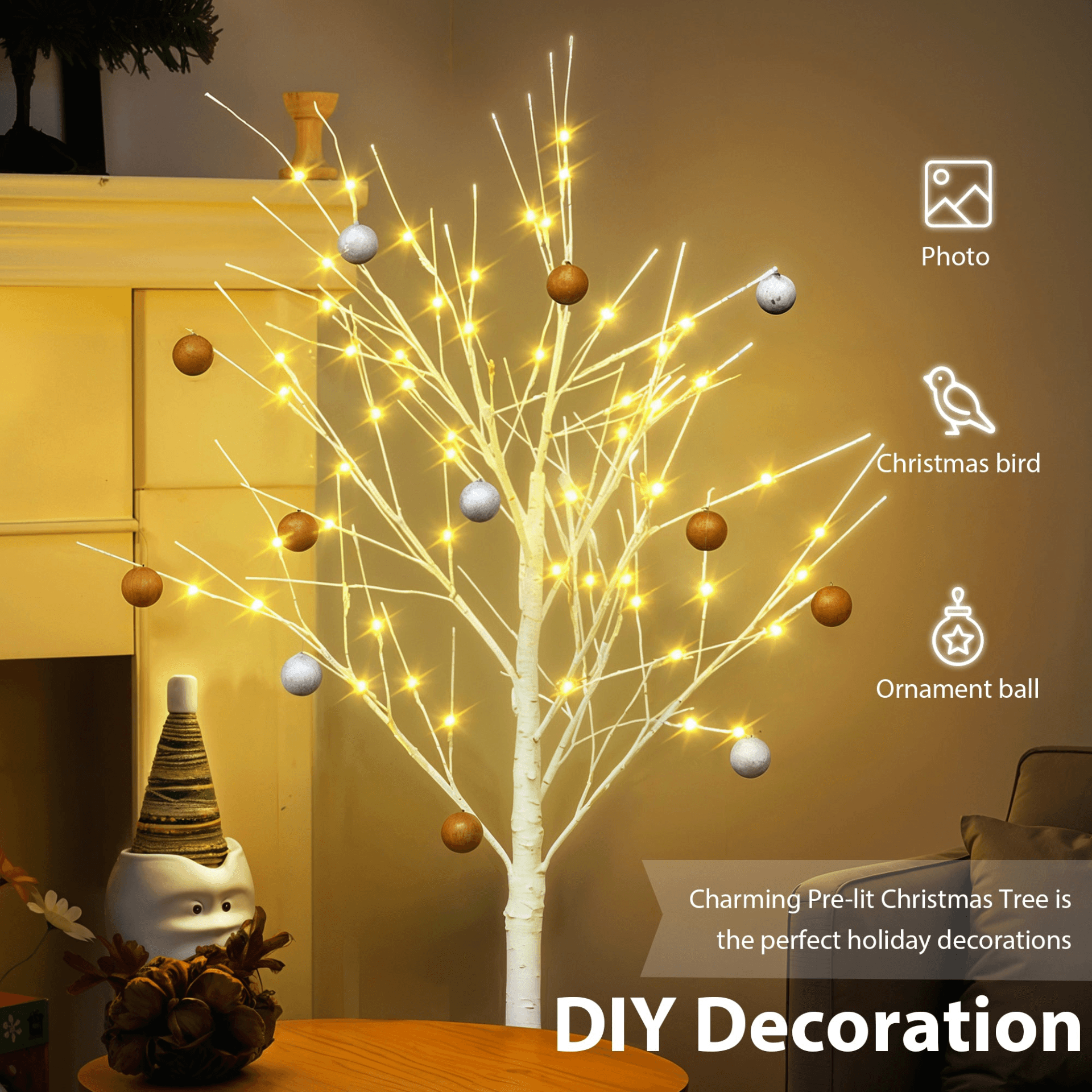 BIRCH TRIO | Set of Lighted Birch Trees, 4FT 48 LED/5FT 72 LED/6FT 96 LED - Disselt Designs