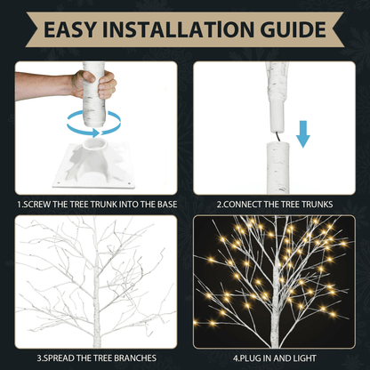 BIRCH TRIO | Set of Lighted Birch Trees, 4FT 48 LED/5FT 72 LED/6FT 96 LED - Disselt Designs