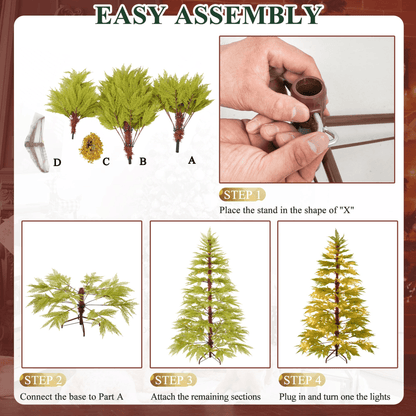 CYPRESS GREEN PRE-LIT 6 | 6ft Artificial Christmas Tree with 300 LED Lights and 600 Branch Tips, Imitation Cypress Leaf Xmas Tree - Disselt Designs