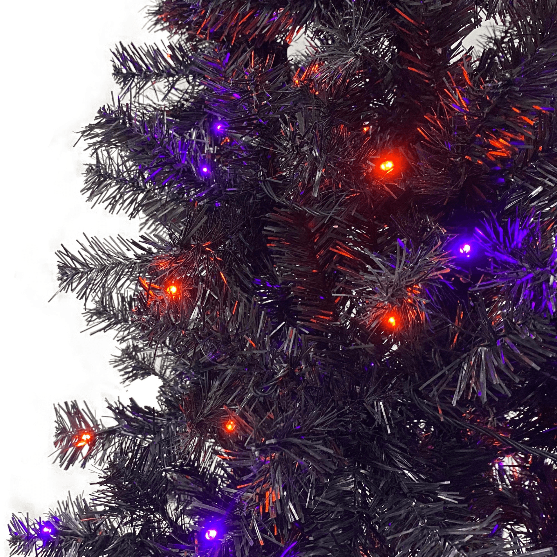 SPOOKY TREE | 6FT Fir Bent-Top Halloween Christmas Tree w/1,080 Lush Branch Tips, 300 LED Lights - Disselt Designs