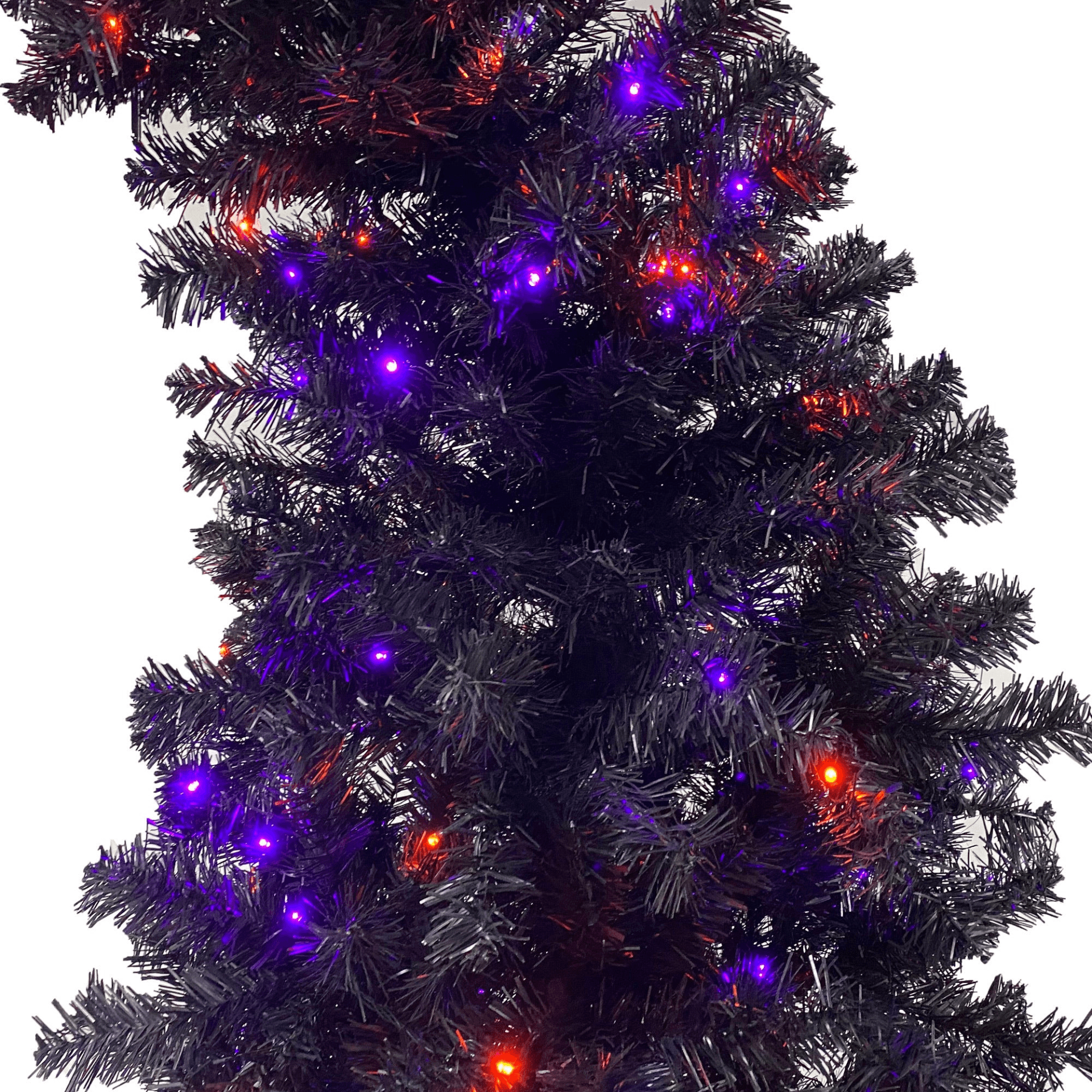 SPOOKY TREE | 6FT Fir Bent-Top Halloween Christmas Tree w/1,080 Lush Branch Tips, 300 LED Lights - Disselt Designs