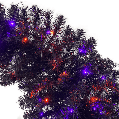 SPOOKY TREE | 6FT Fir Bent-Top Halloween Christmas Tree w/1,080 Lush Branch Tips, 300 LED Lights - Disselt Designs