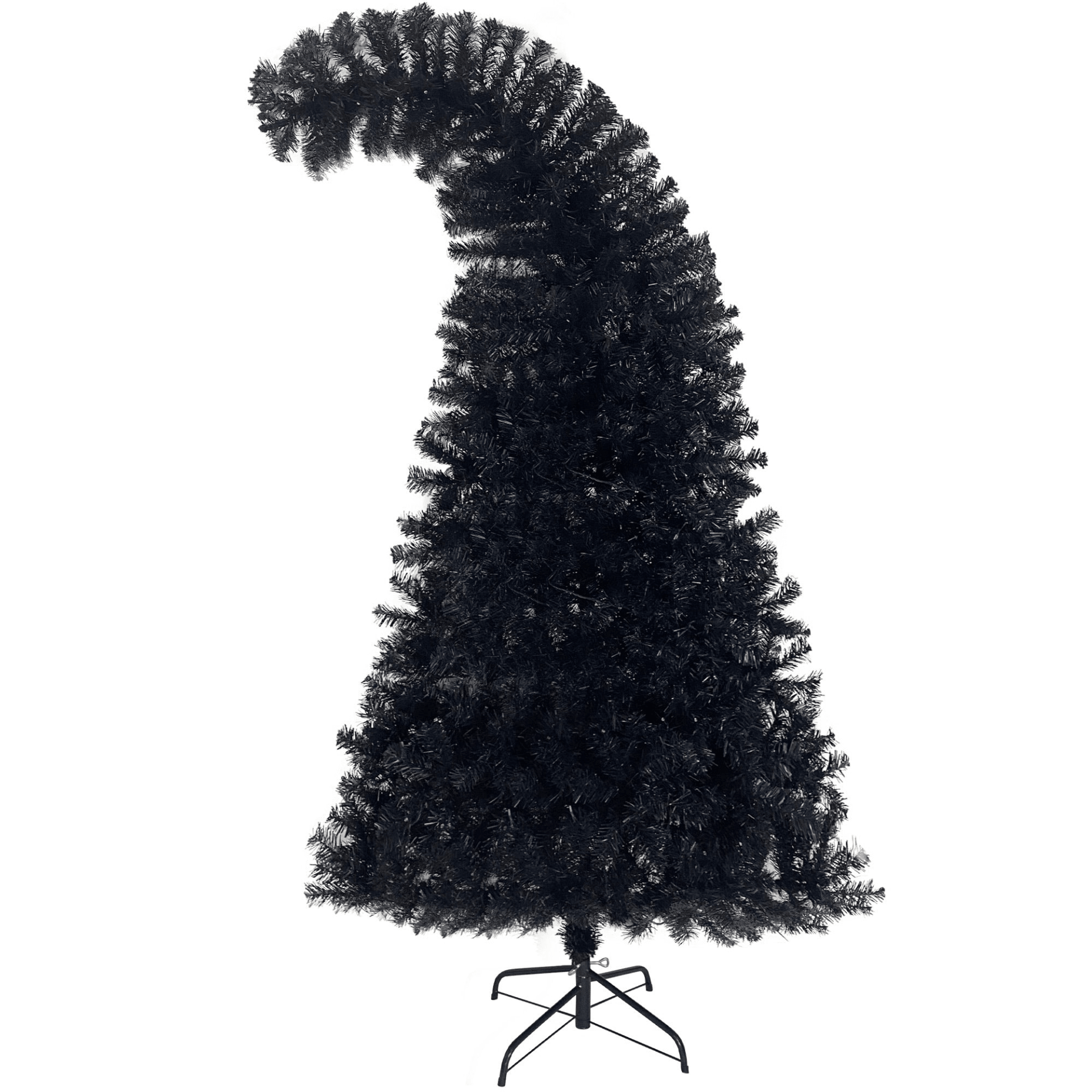 SPOOKY TREE | 6FT Fir Bent-Top Halloween Christmas Tree w/1,080 Lush Branch Tips, 300 LED Lights - Disselt Designs