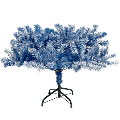 BLUE FLOCKED PRE-LIT 6 | 6FT Pre-Lit Hinged Fir Christmas Tree, w/750 Branch Tips - Disselt Designs