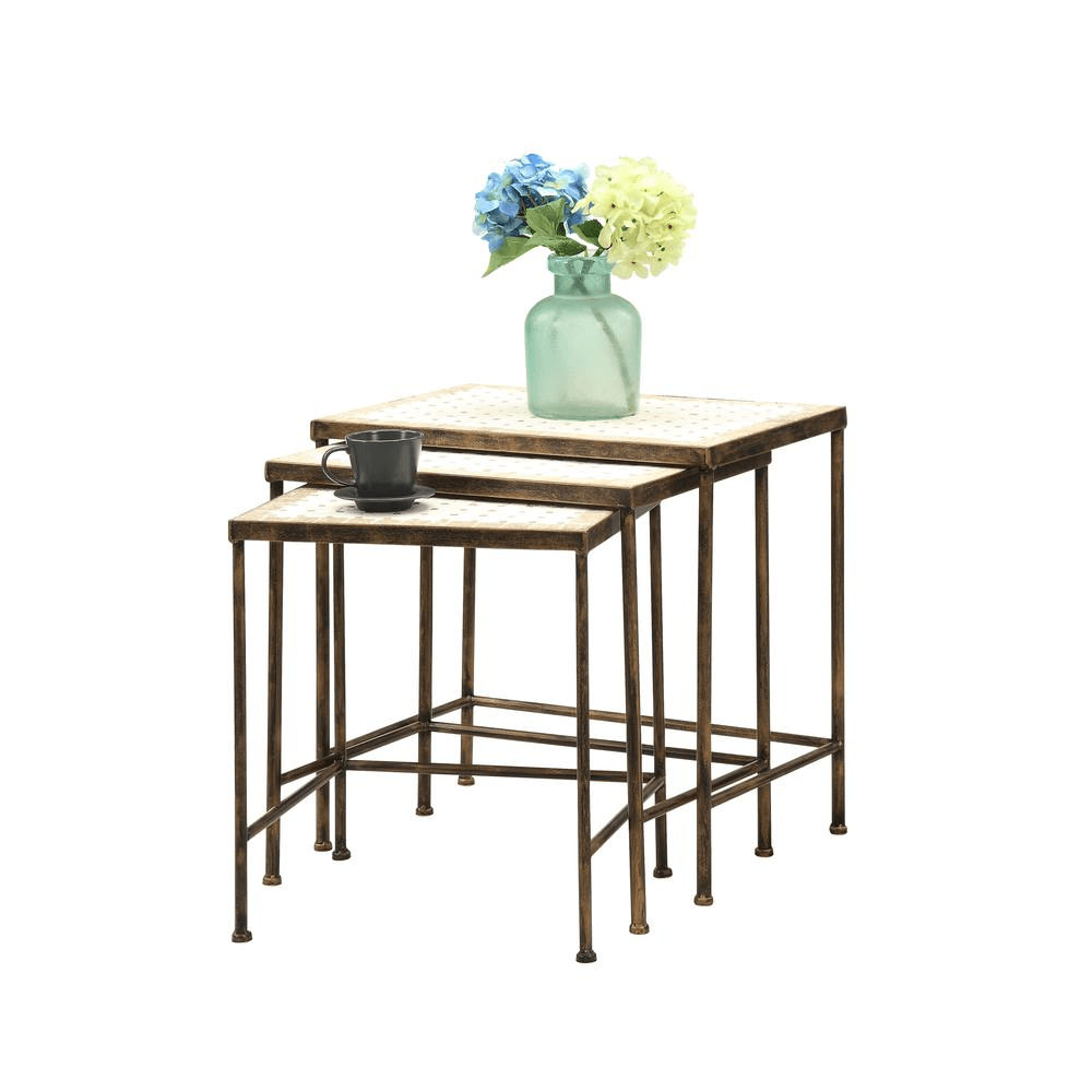 VICTOR | 3-Piece Travertine Nesting Table Set - Disselt Designs