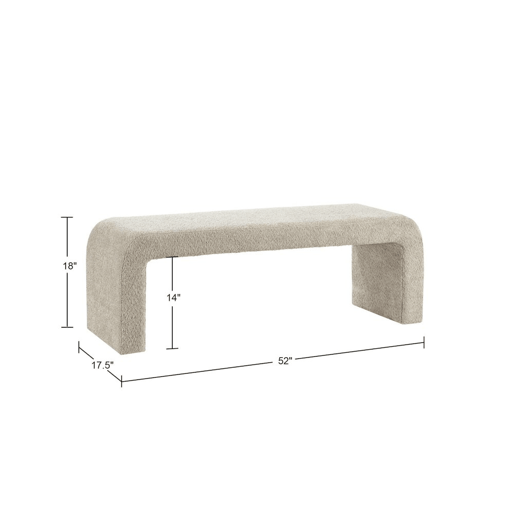 STEVE BEIGE | Beige Boucle Waterfall Bench - Disselt Designs