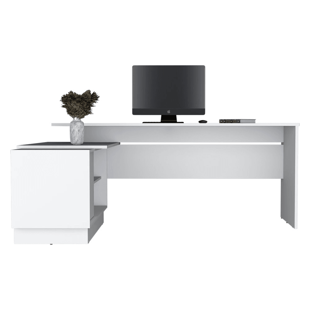 FARRELL | L-Shaped Desk, Office, White - Disselt Designs