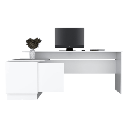 FARRELL | L-Shaped Desk, Office, White - Disselt Designs