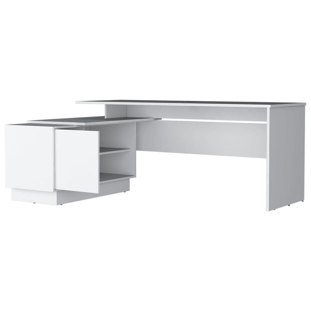 FARRELL | L-Shaped Desk, Office, White - Disselt Designs