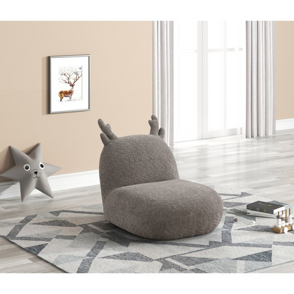 KIDS DEER BROWN | 21.5"W Brown Chenille Deer-Shaped Kids Chair