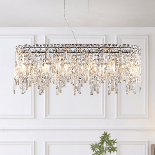 SANDRA | Silver Oval Crystal Chandelier - Disselt Designs