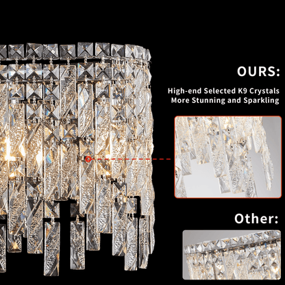 SANDRA | Silver Oval Crystal Chandelier - Disselt Designs