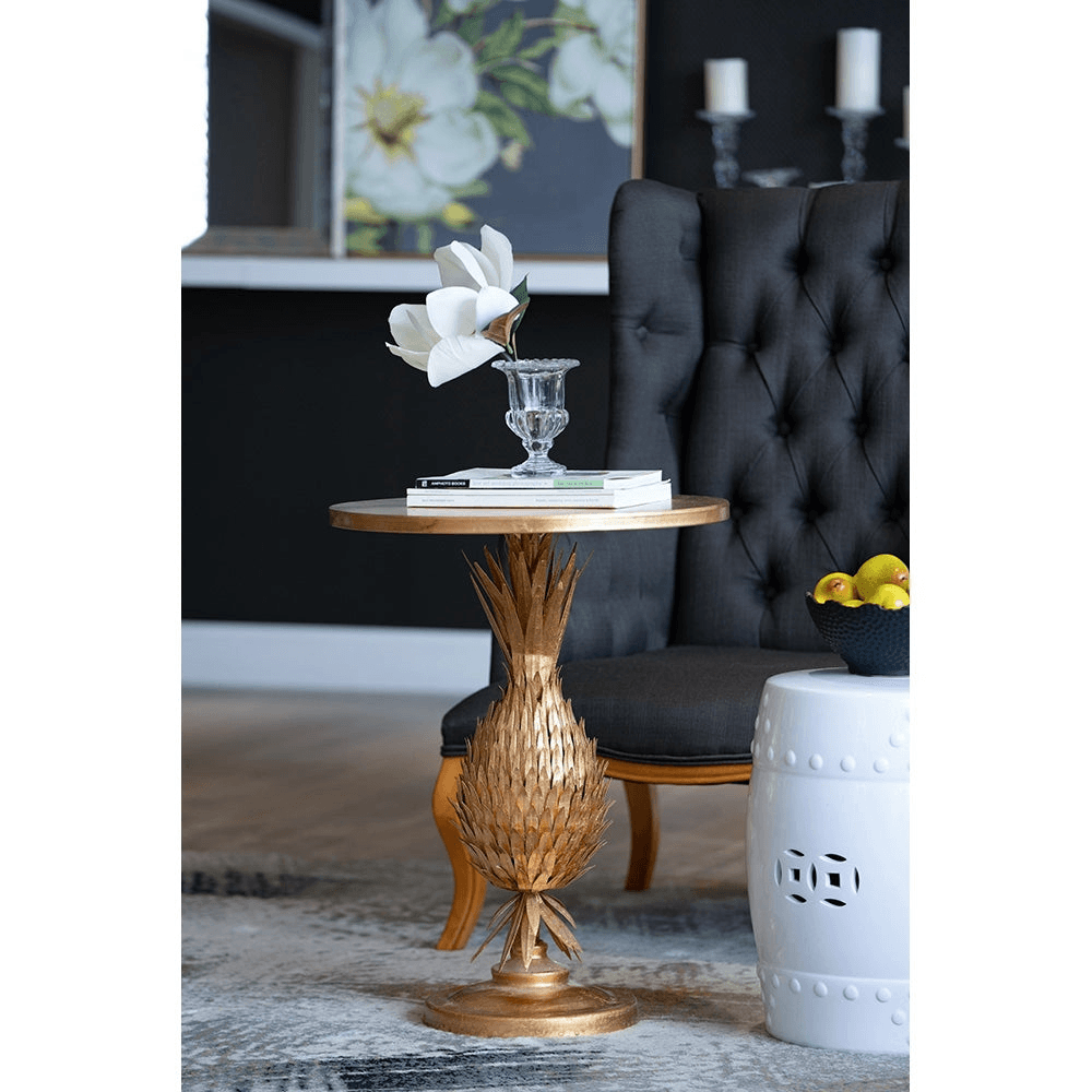 PINEAPPLE | Gold Accent Table 20.5x20.5x26.8" - Disselt Designs