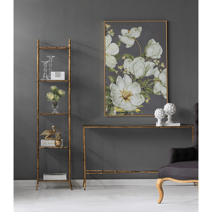 FLEUR | Gold-trim Botanical Wall Art Print 31.5" x 47" - Disselt Designs