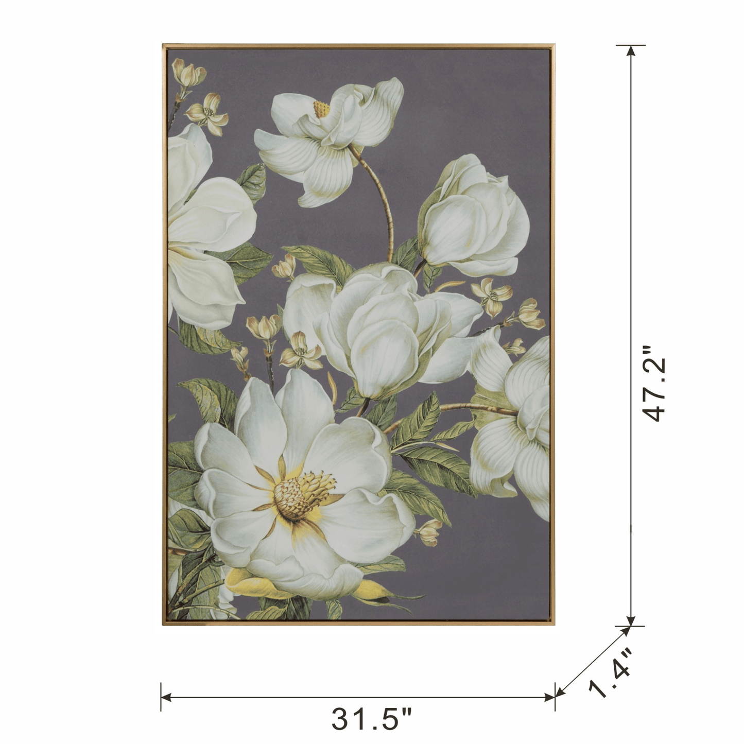 FLEUR | Gold-trim Botanical Wall Art Print 31.5" x 47" - Disselt Designs