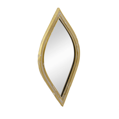 DIAMOND | Weathered Gold-tone Decorative Mirror, 6.5x13" - Disselt Designs