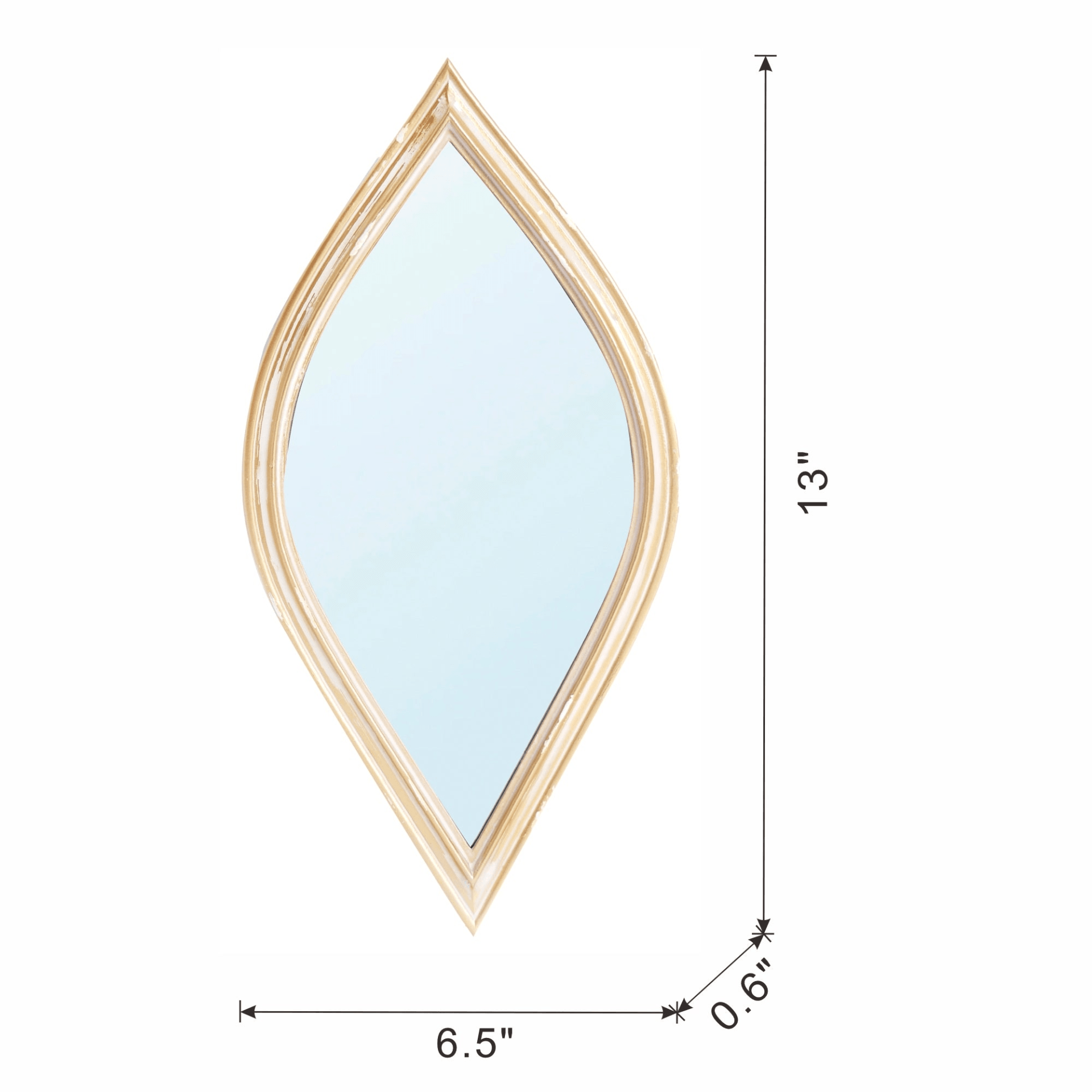 DIAMOND | Weathered Gold-tone Decorative Mirror, 6.5x13" - Disselt Designs