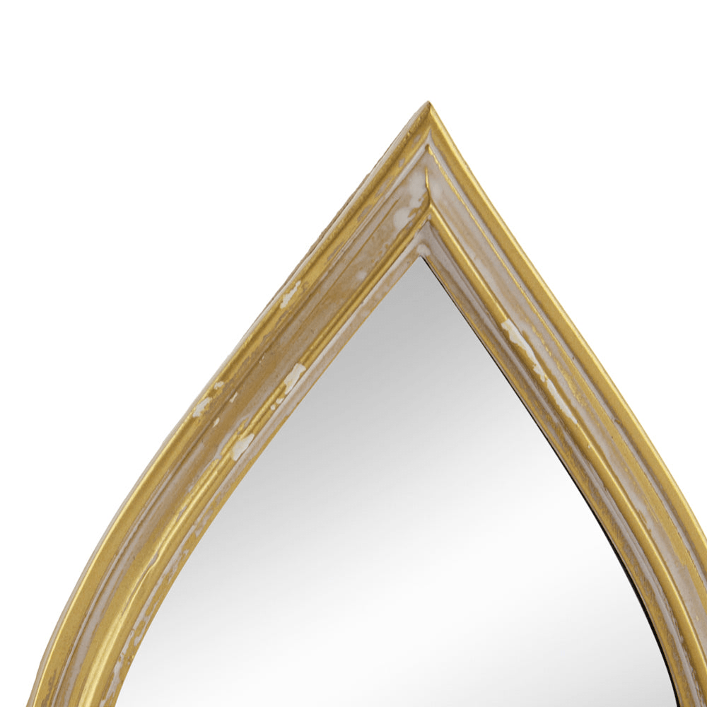 DIAMOND | Weathered Gold-tone Decorative Mirror, 6.5x13" - Disselt Designs