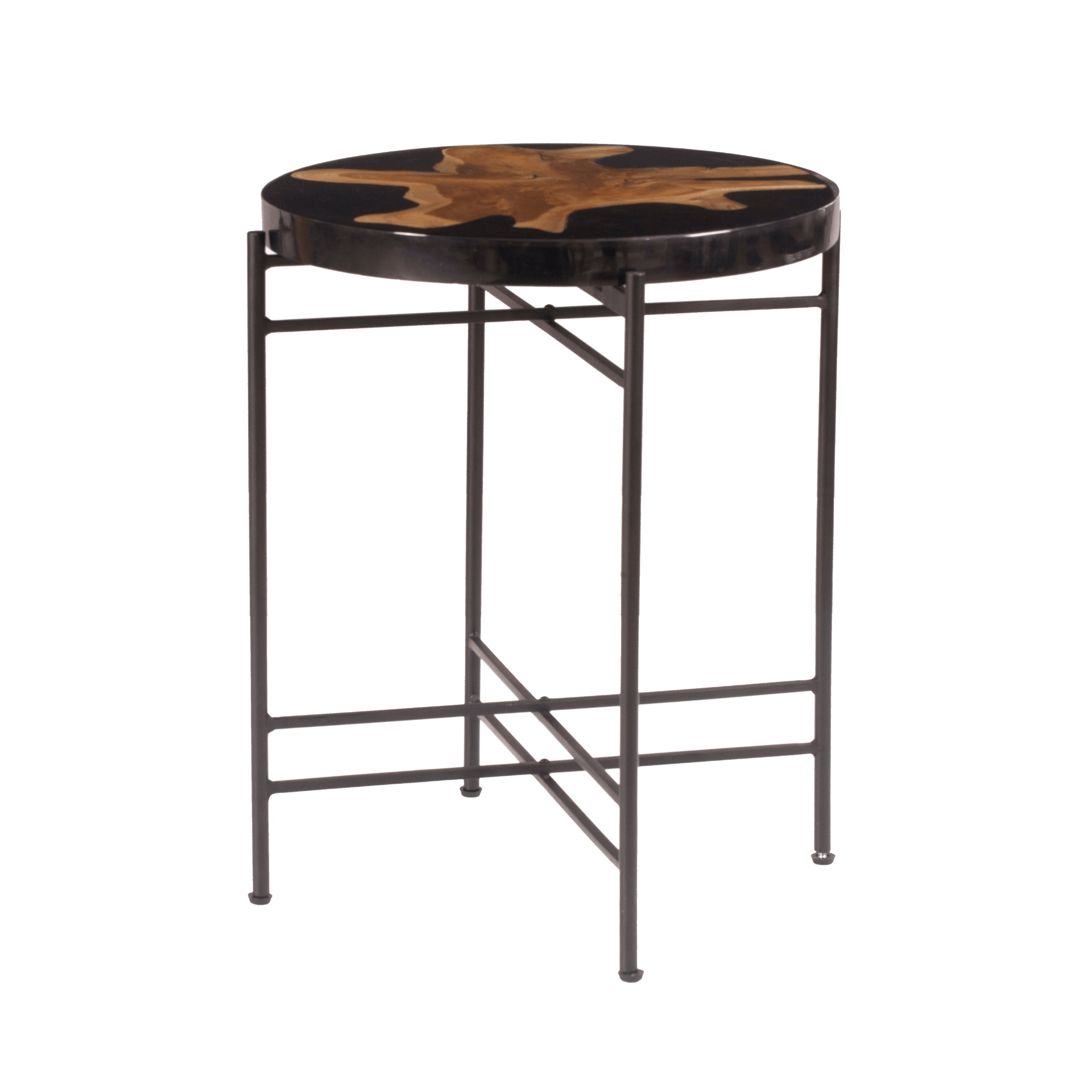 MARCOS | Teak Wood and Black Side Table - Disselt Designs