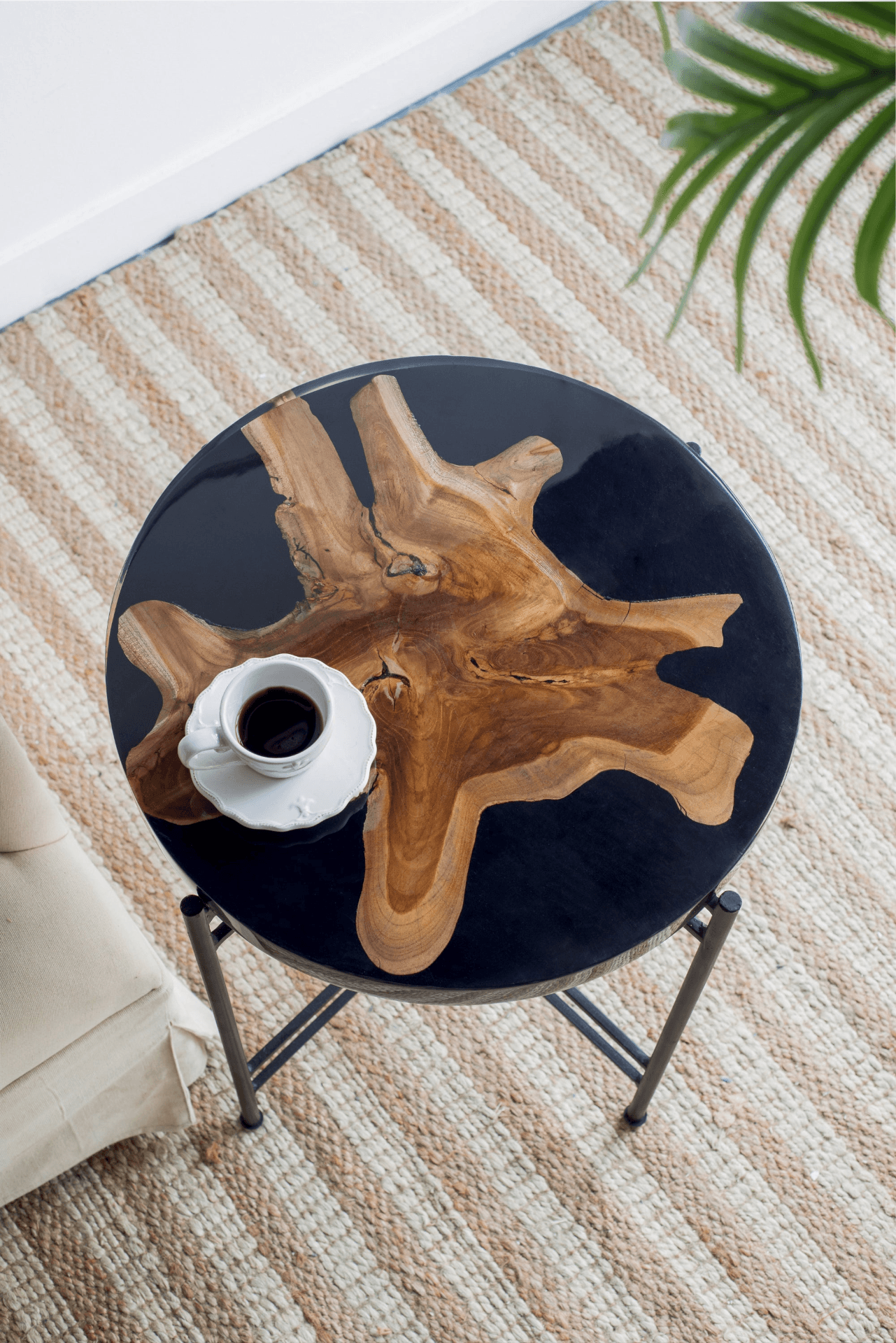 MARCOS | Teak Wood and Black Side Table - Disselt Designs