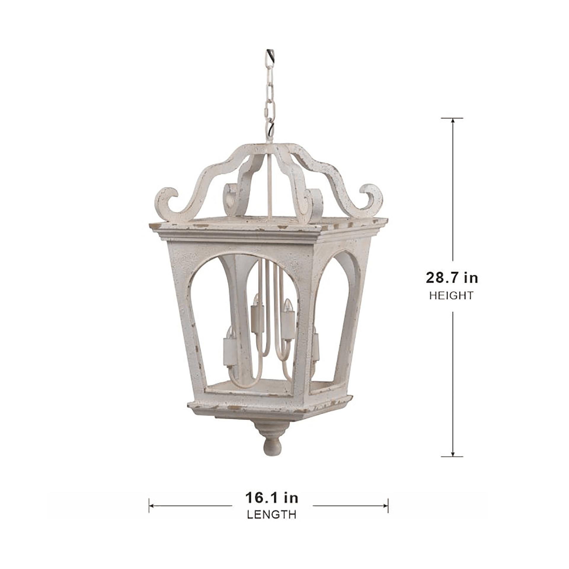 BELLAMY | 4-Light Distressed Cream White Wood Chandelier - Disselt Designs