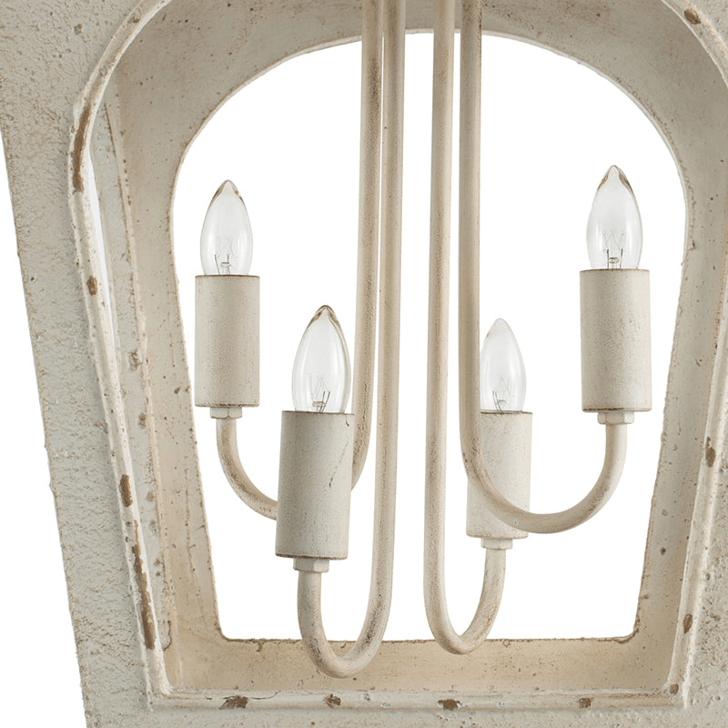 BELLAMY | 4-Light Distressed Cream White Wood Chandelier - Disselt Designs