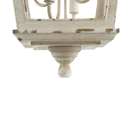 BELLAMY | 4-Light Distressed Cream White Wood Chandelier - Disselt Designs