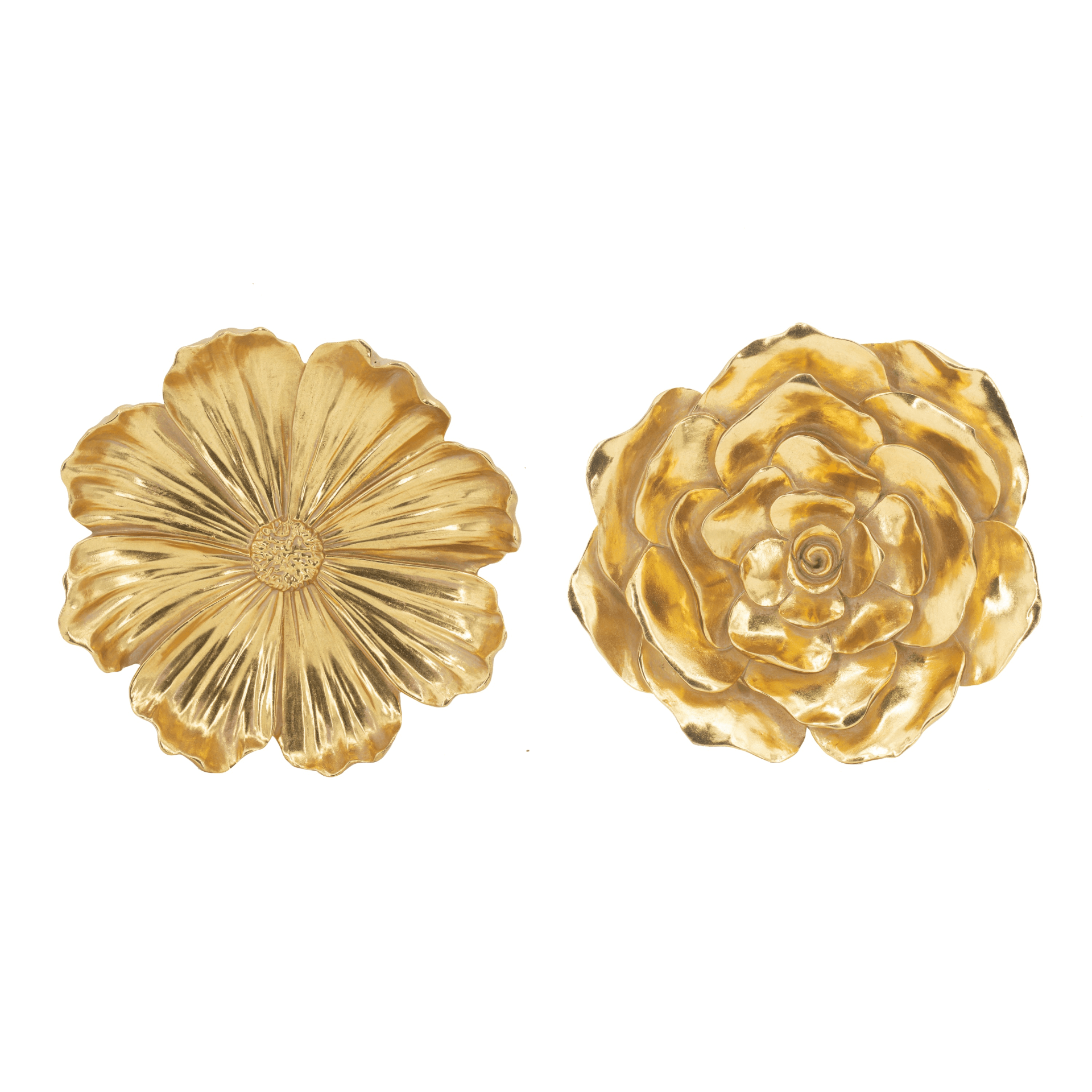 ROSY | Set of Two Gold Rose Hanging Wall Accents - Disselt Designs