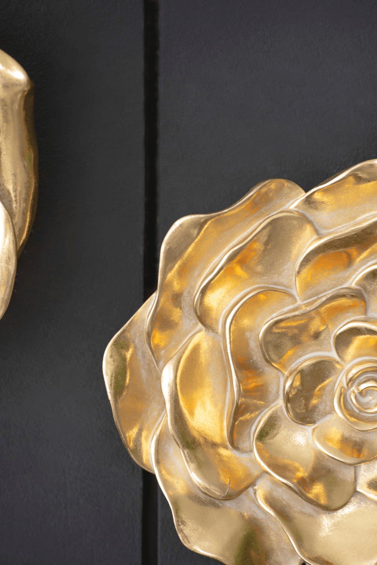 ROSY | Set of Two Gold Rose Hanging Wall Accents - Disselt Designs