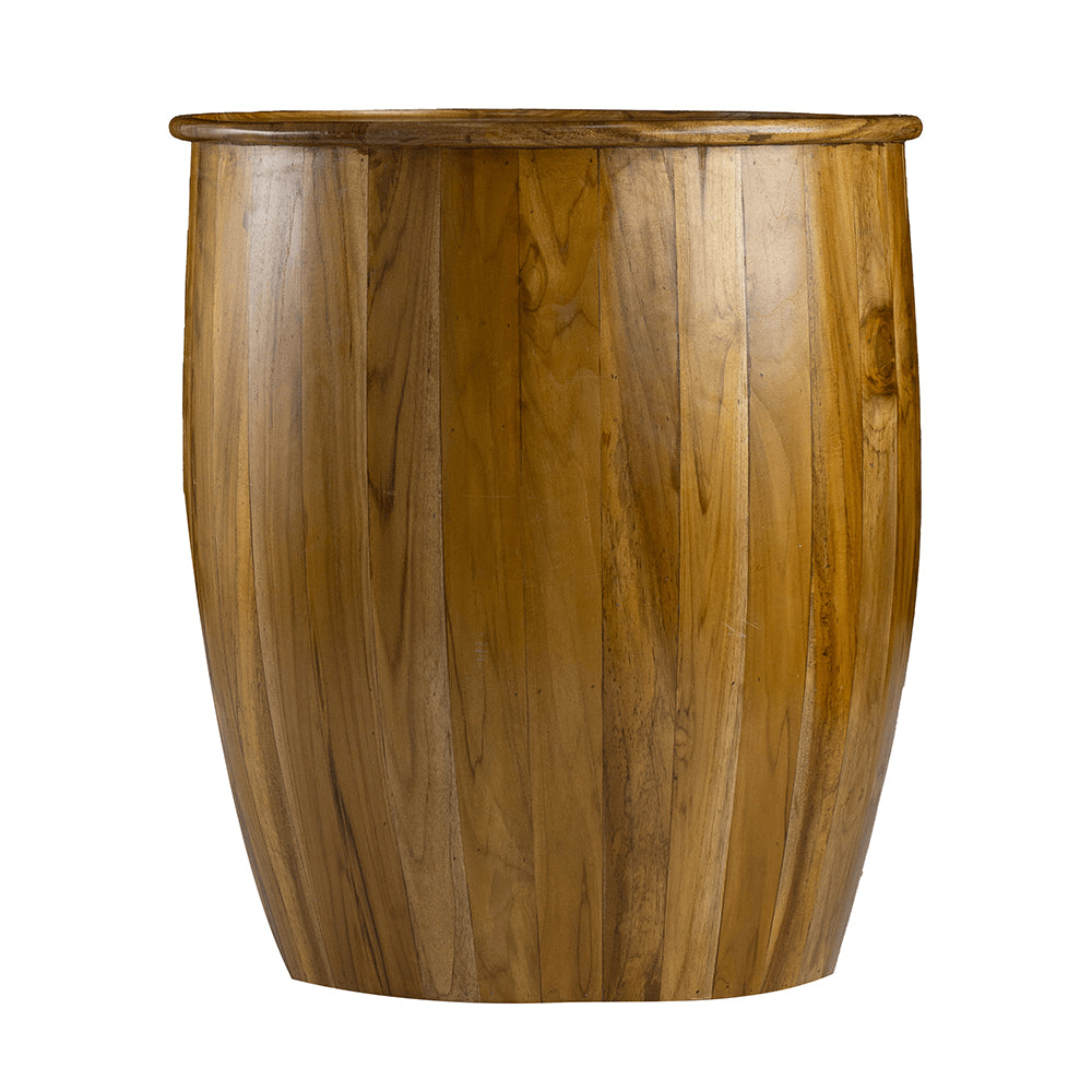 MANGO | Wooden Drum Side Table With Tray Style Top - Disselt Designs