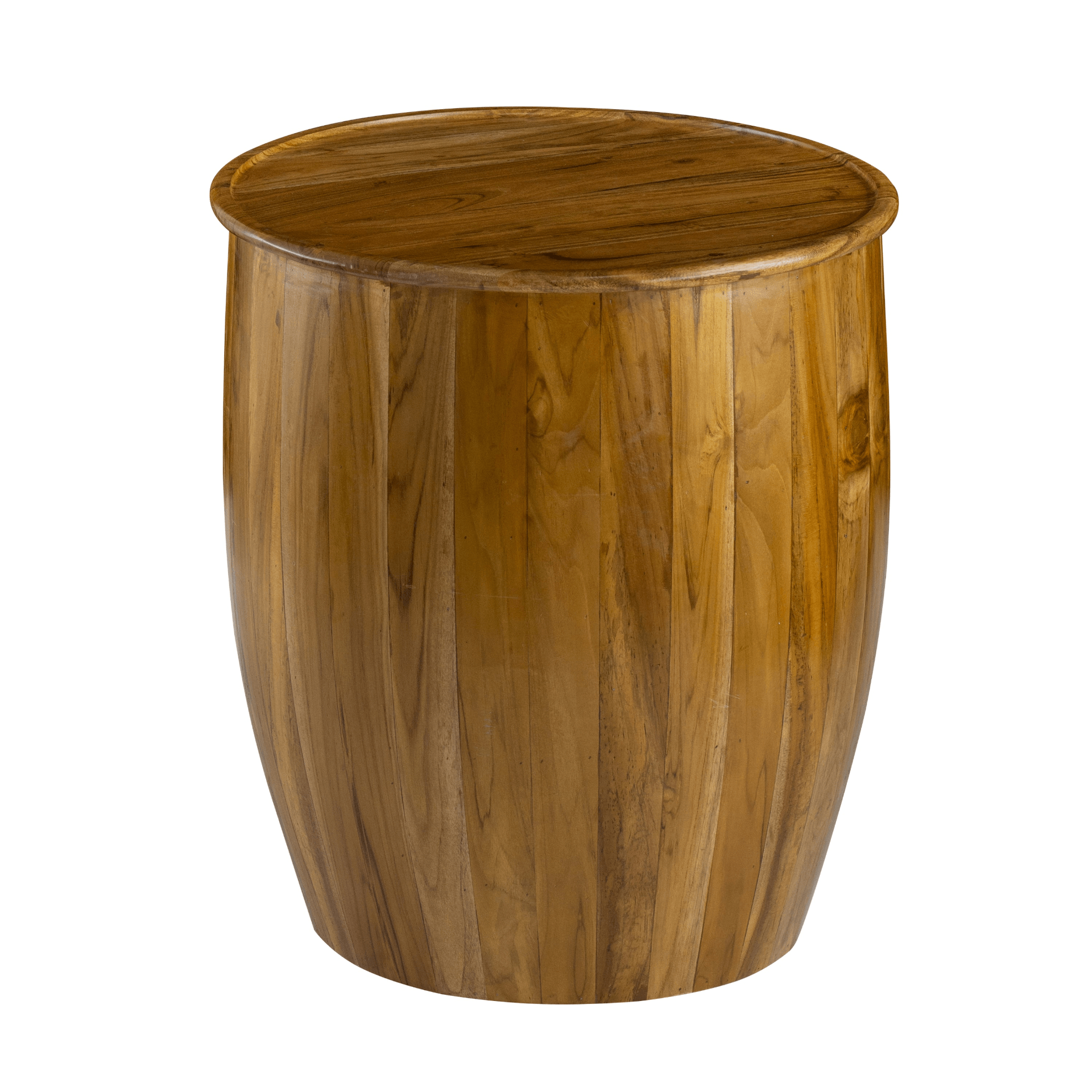 MANGO | Wooden Drum Side Table With Tray Style Top - Disselt Designs