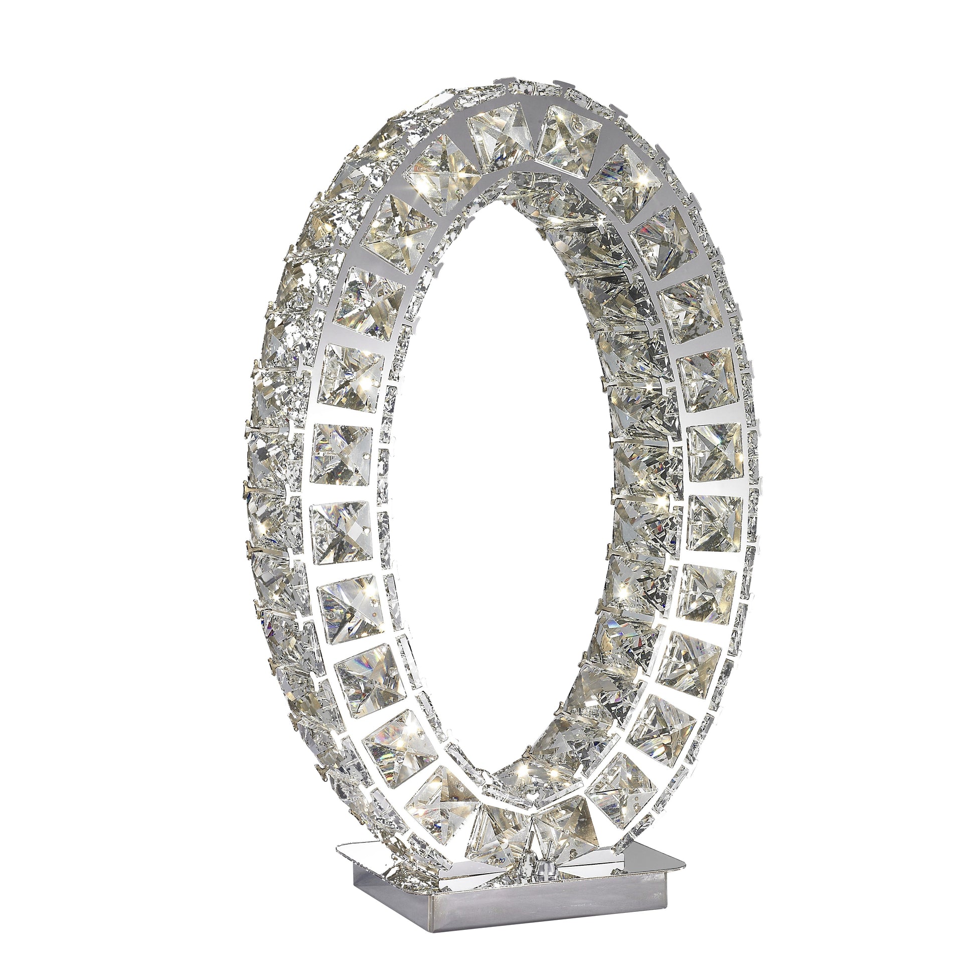 Oval Crystal Extravaganza 17.5" Table Lamp // Chrome - Disselt Designs