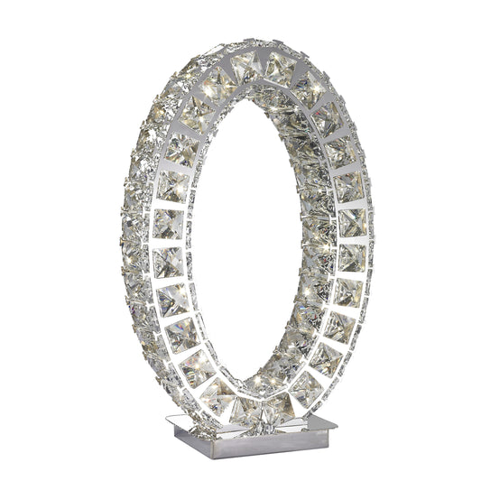 Oval Crystal Extravaganza 17.5" Table Lamp // Chrome - Disselt Designs