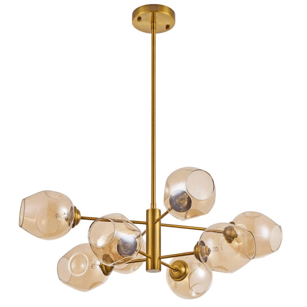 ABII | 8-Light Champagne Glass and Bronze Chandelier - Disselt Designs