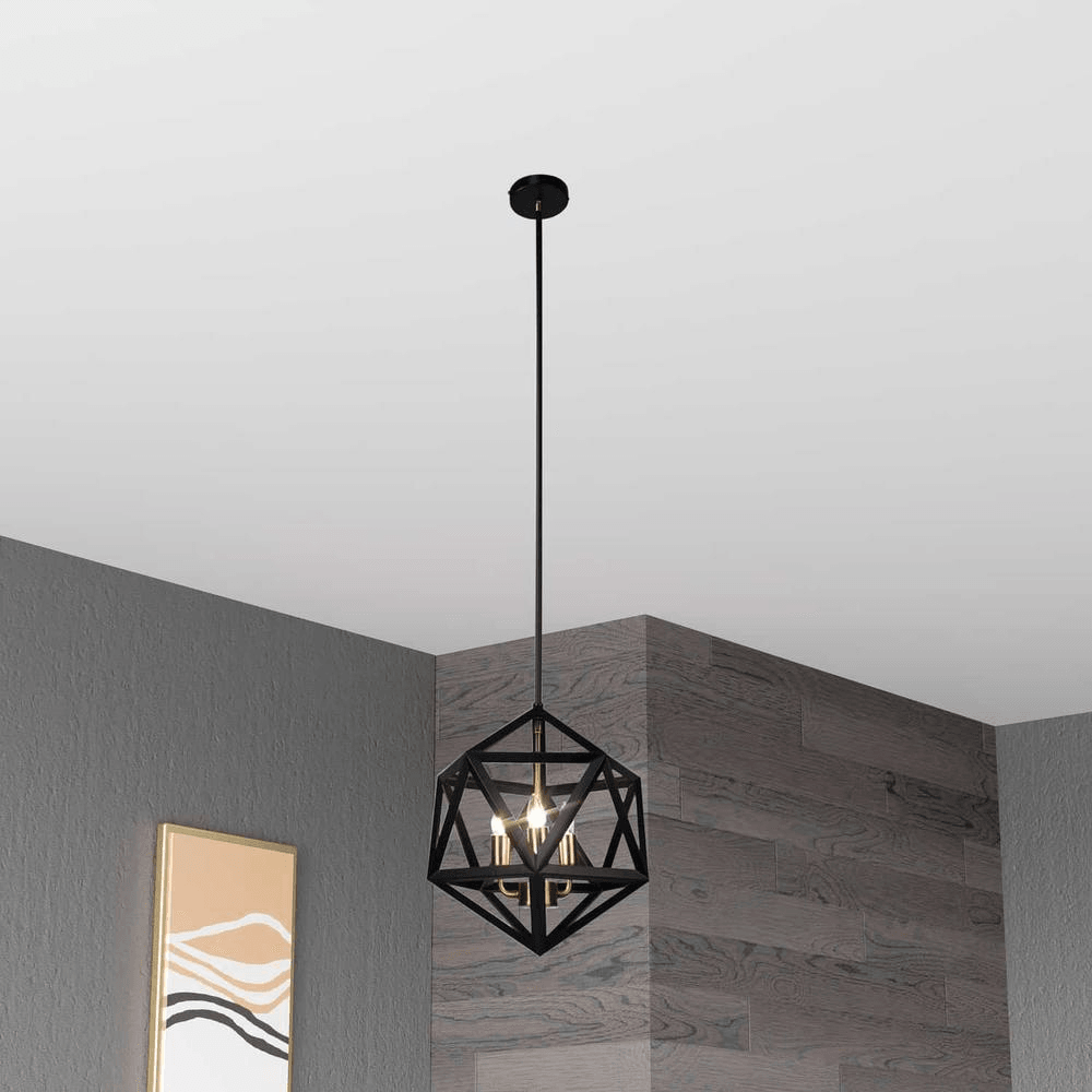 ARCHELLO BLACK | Geometric Black Metal 3-Light Pendant - Disselt Designs