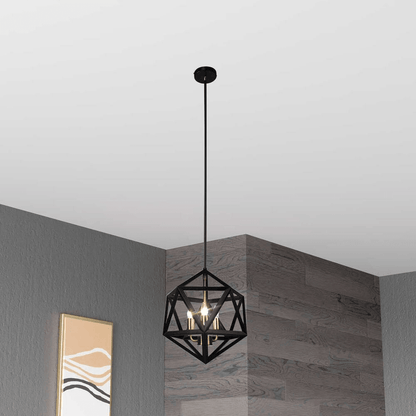 ARCHELLO BLACK | Geometric Black Metal 3-Light Pendant - Disselt Designs