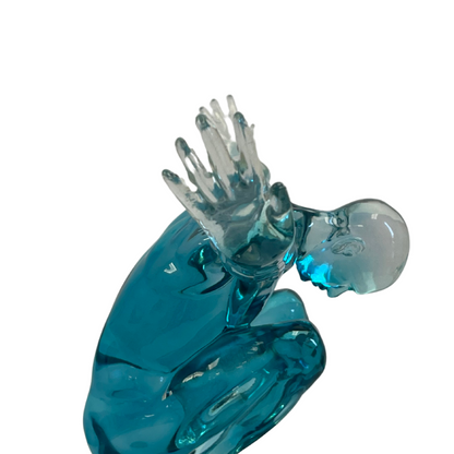 Small Saluting Man Resin Sculpture // Clear Blue - Disselt Designs