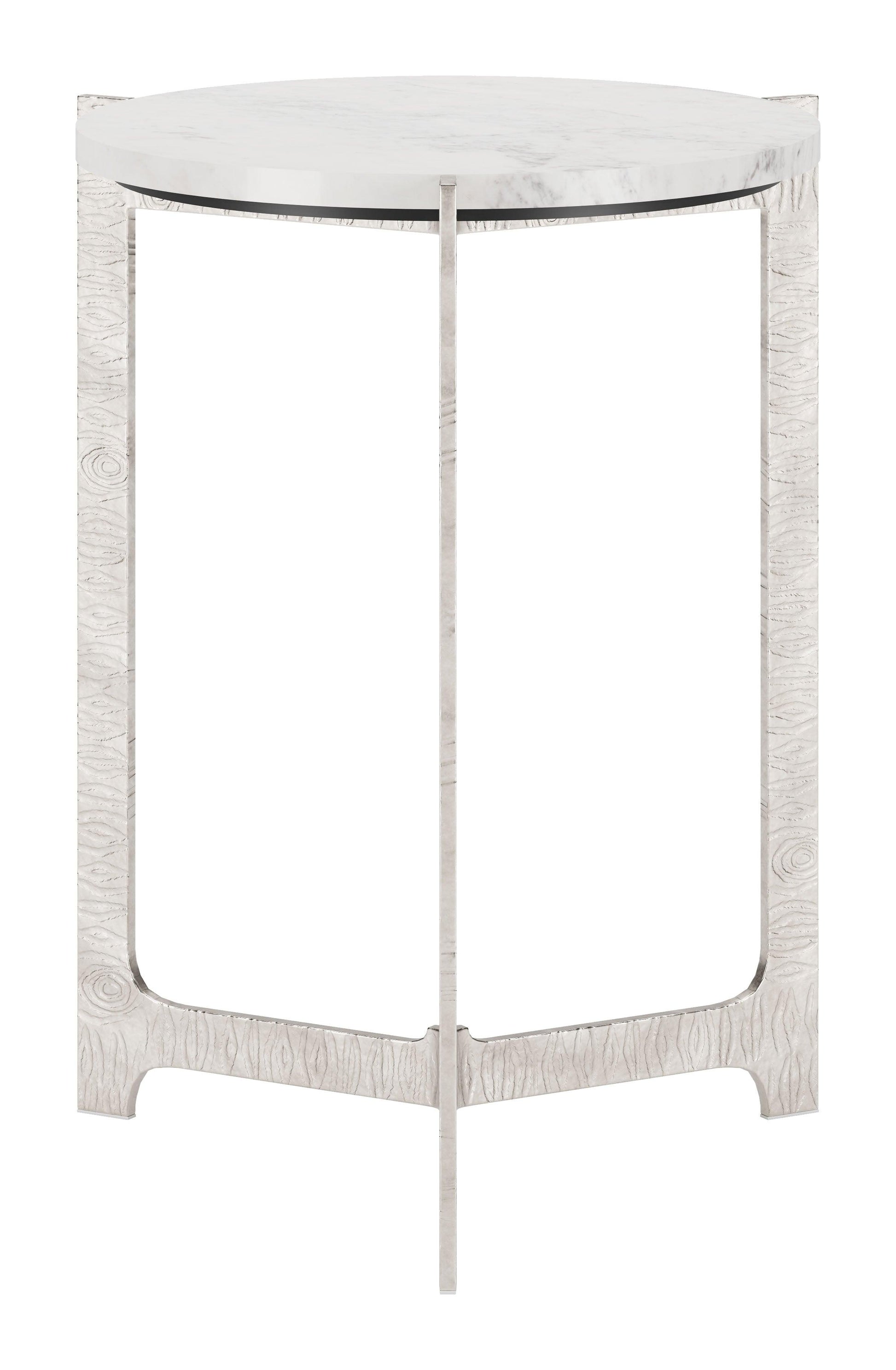 Barmas Side Table White & Silver - Disselt Designs