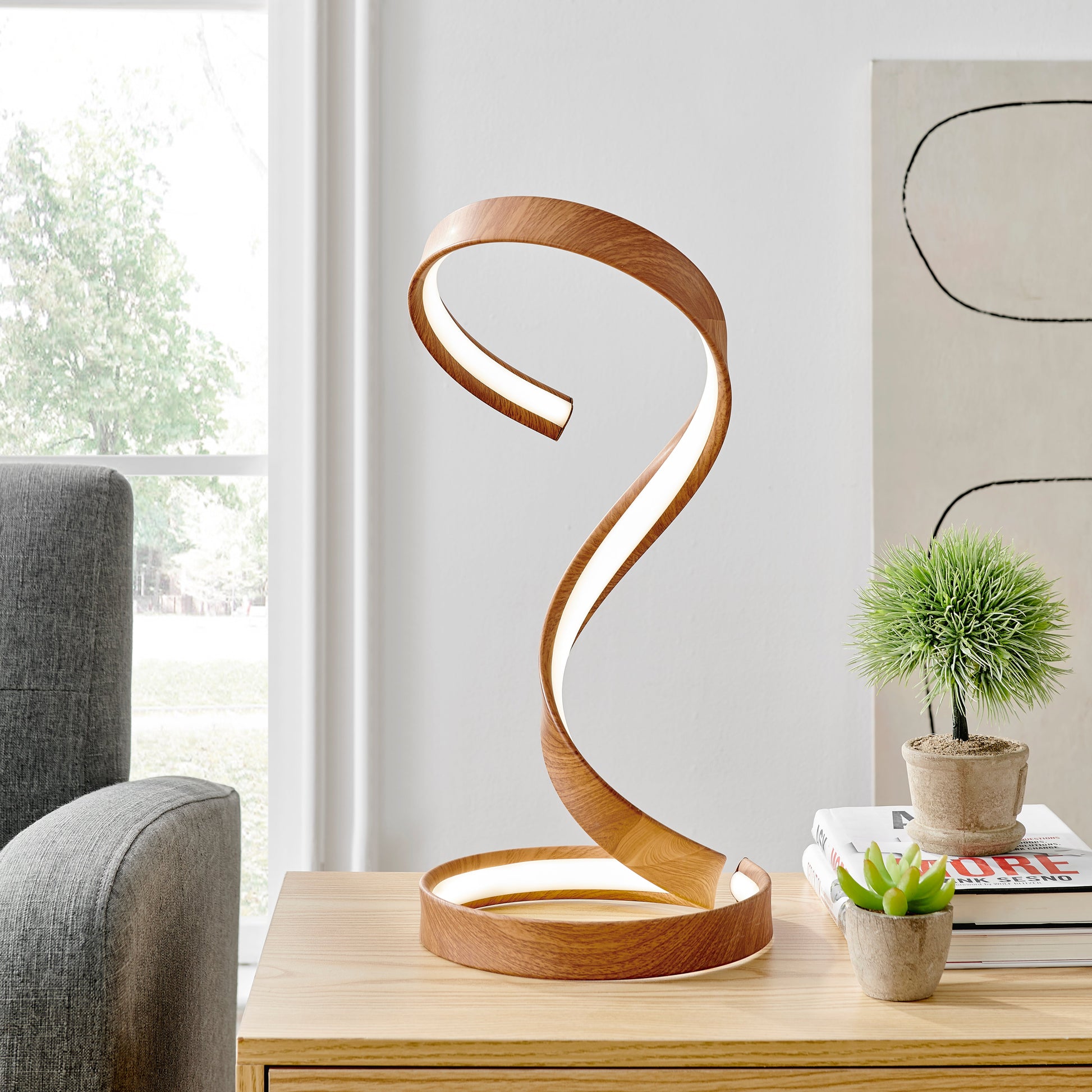 Hamburg Light Wood Table Lamp // LED Strip & Dimmable Switch - Disselt Designs