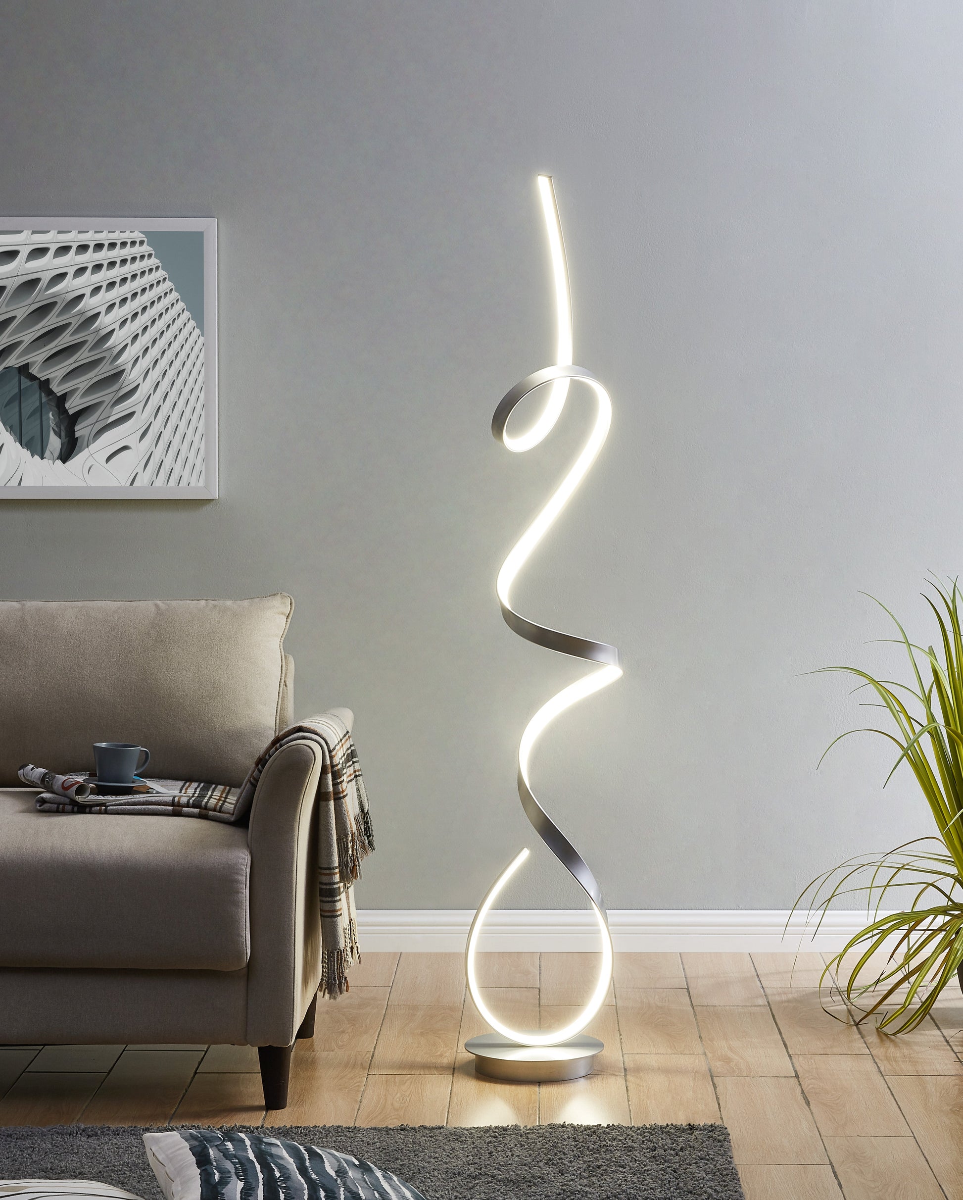 Amsterdam LED Dimmable 63" Floor Lamp // Silver - Disselt Designs