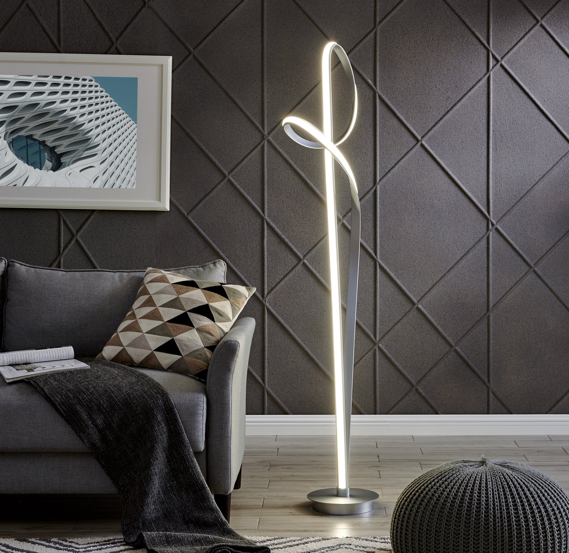 Budapest Dimmable LED 63" Tall Floor Lamp // Silver - Disselt Designs