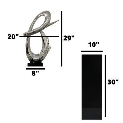Fluid Abstract 59" Tall Floor Sculpture // Chrome with Black Stand - Disselt Designs