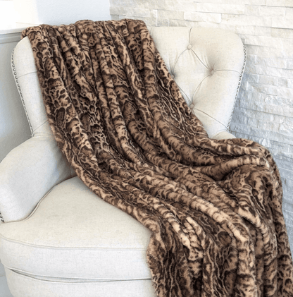 JUNGLE CAT | Animal Print Faux Fur Luxury Throw / Blanket - Disselt Designs