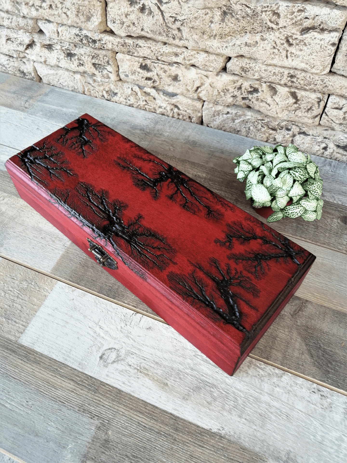 Large Personalized Wooden Watch Box, Lichtenberg Wood Burning - Disselt Designs