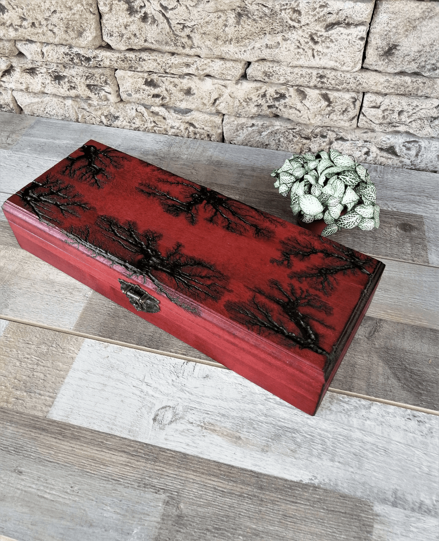 Large Personalized Wooden Watch Box, Lichtenberg Wood Burning - Disselt Designs